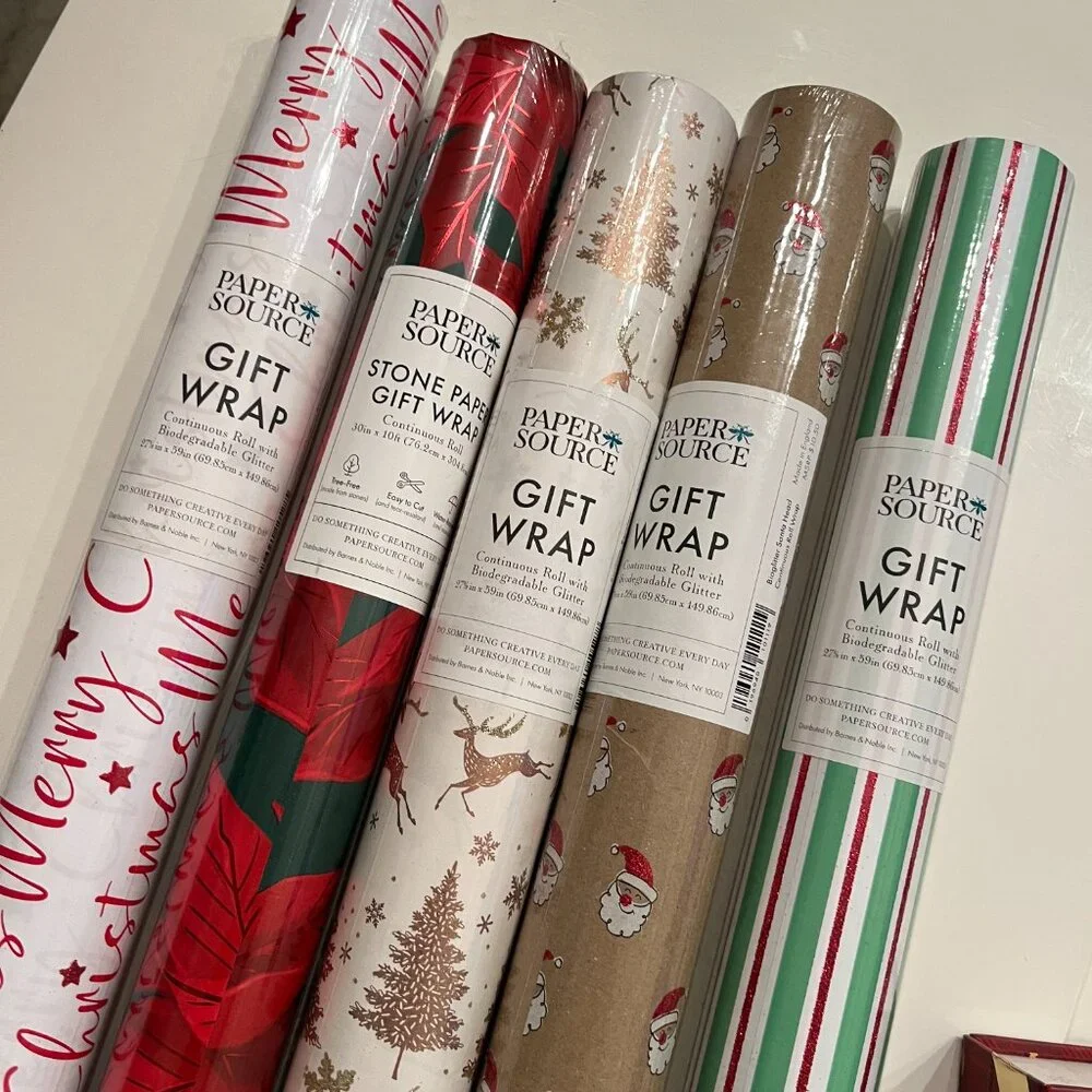 Christmas Wrapping Paper Bundle Paper Source Set of 5 with Santa Evidence‎ Kit